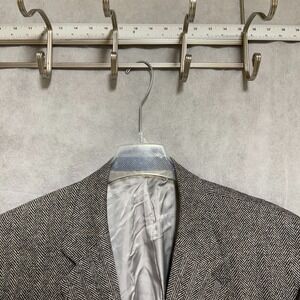 Holland & Sherry Blazer 50R Gray Tweed Herringbone Savile Row‎ Coat Bespoke Luxe